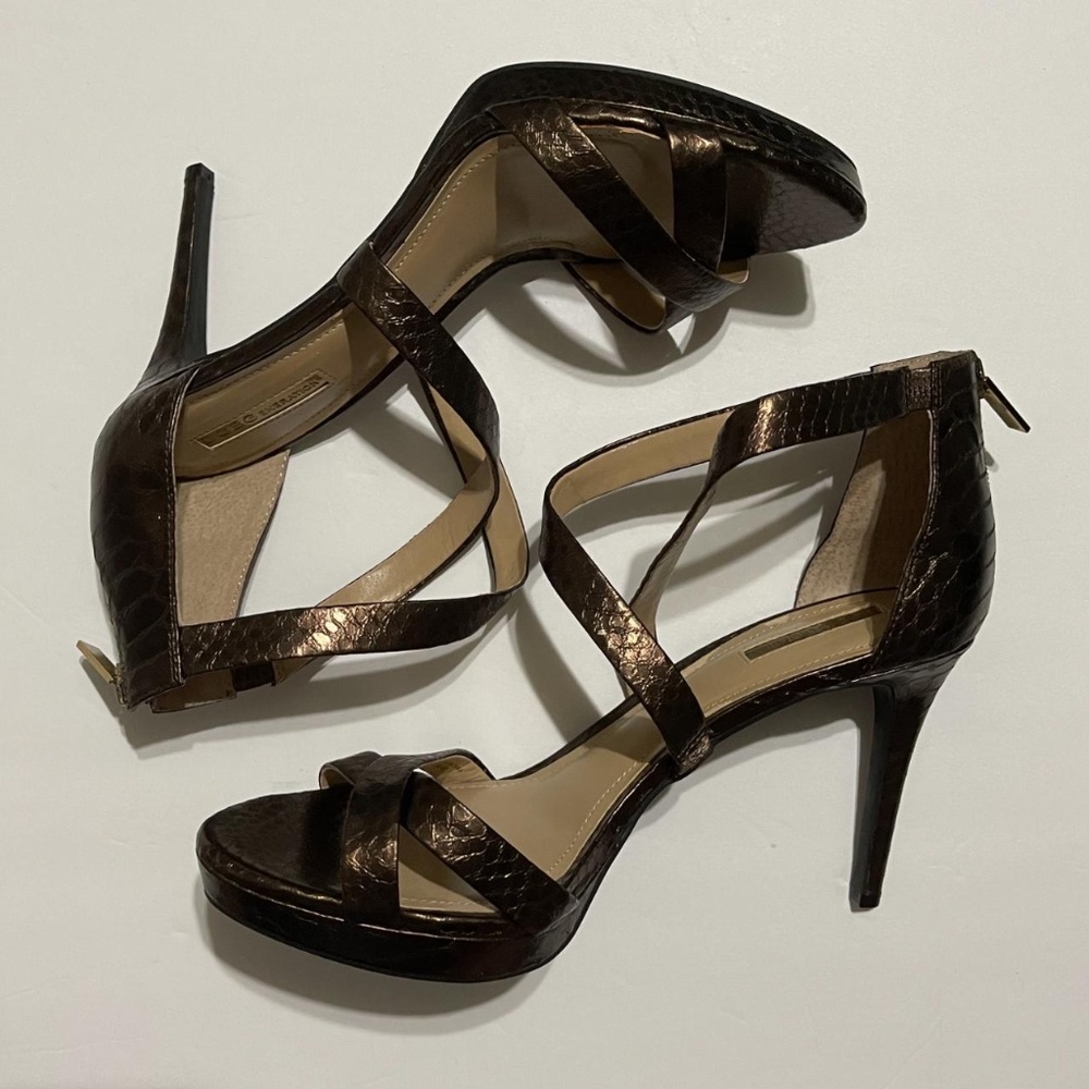 BCBGeneration Metallic Bronze Strappy Heel